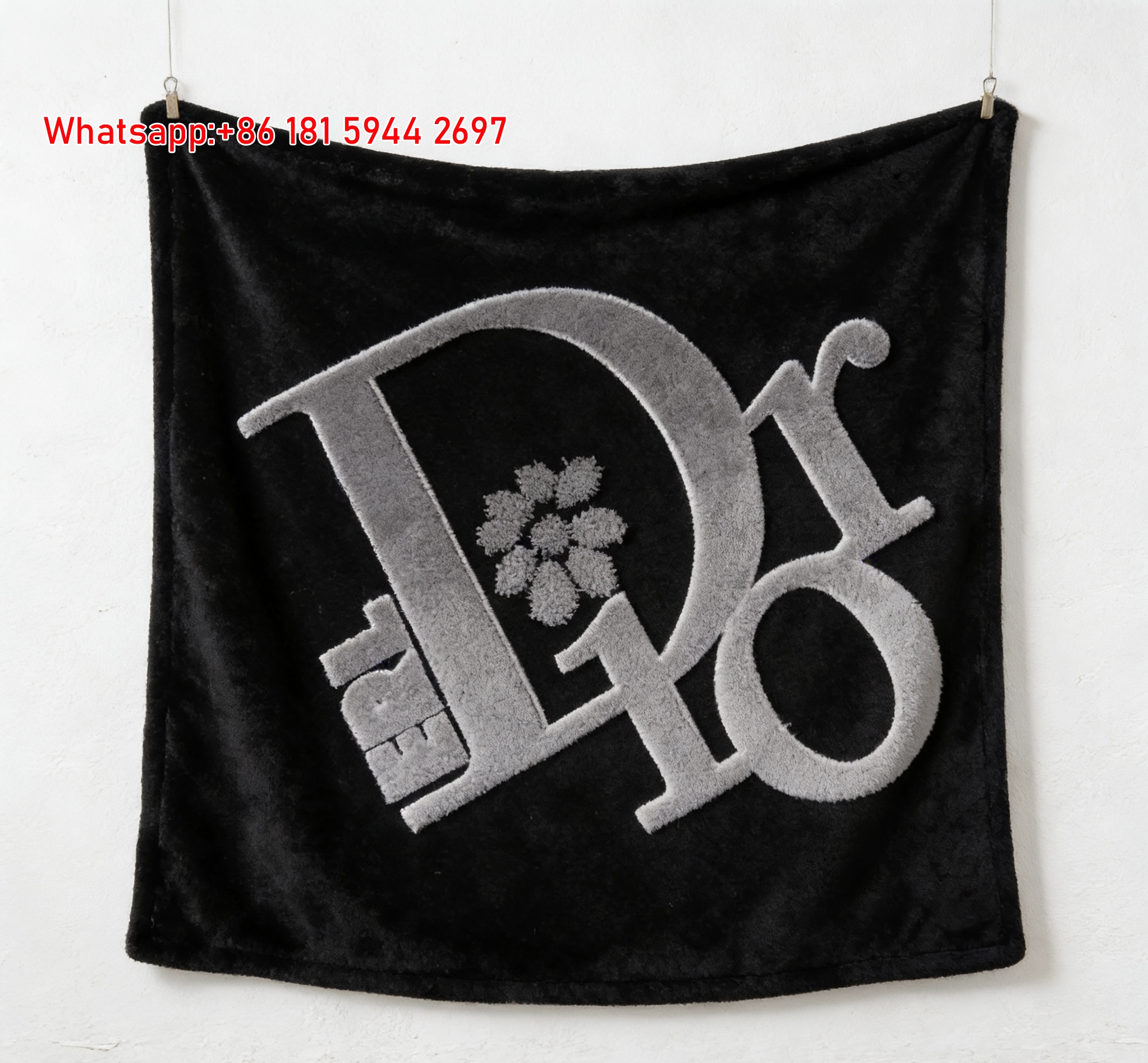 Dior Flocked Logo Flannel Sofa Throw Blanket D351